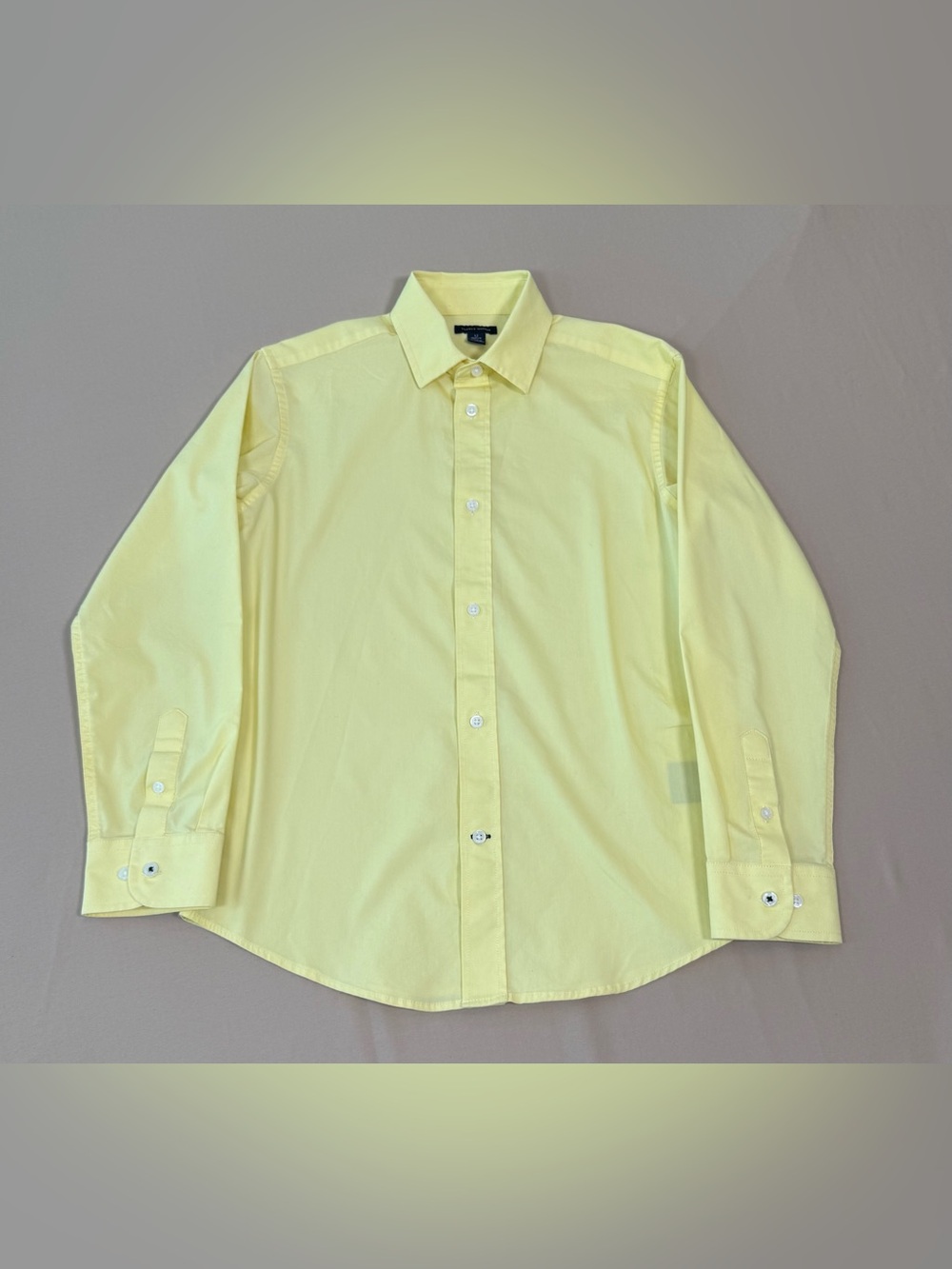 Tommy Hilfiger Boys Yellow Oxford Button-Down Dress Shirt, Size 12 Husky.